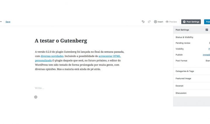 Testar Gutenberg no WordPress